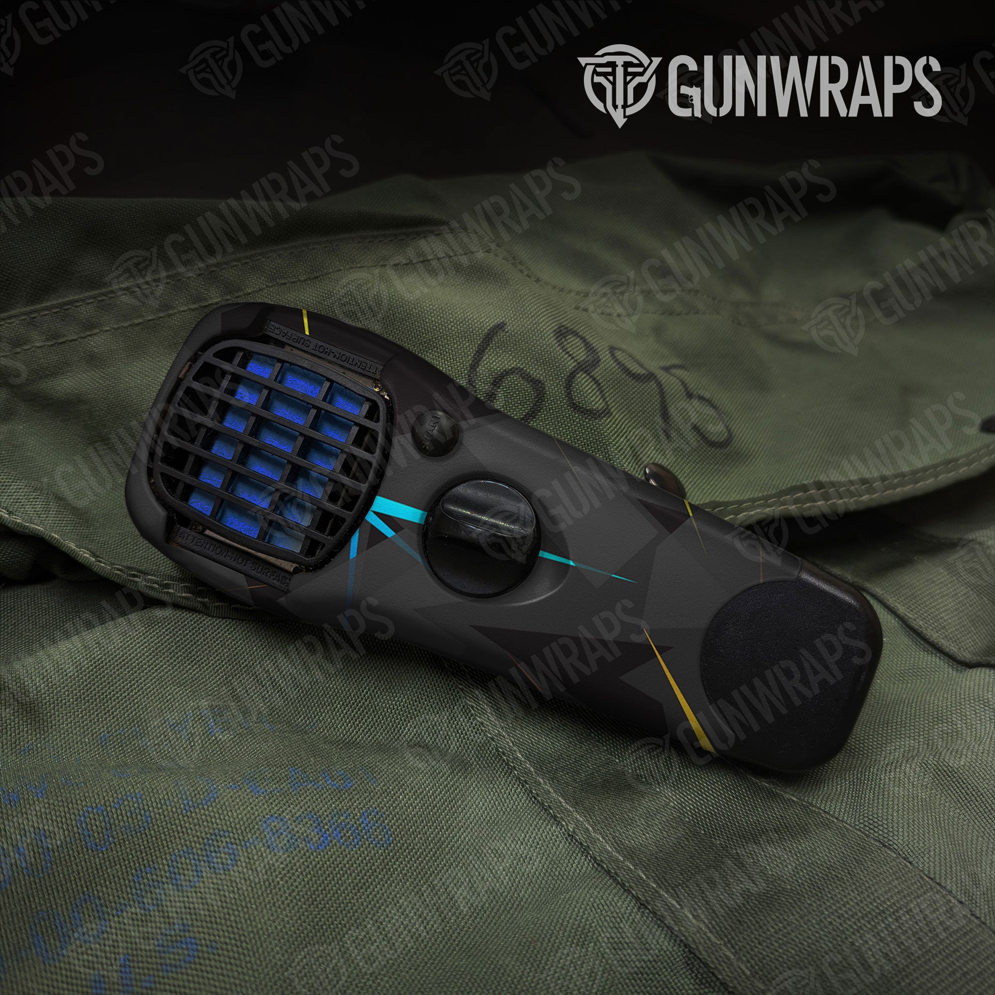 Shattered Laser Elite Black Fire And Ice Gun Skin Vinyl Wrap