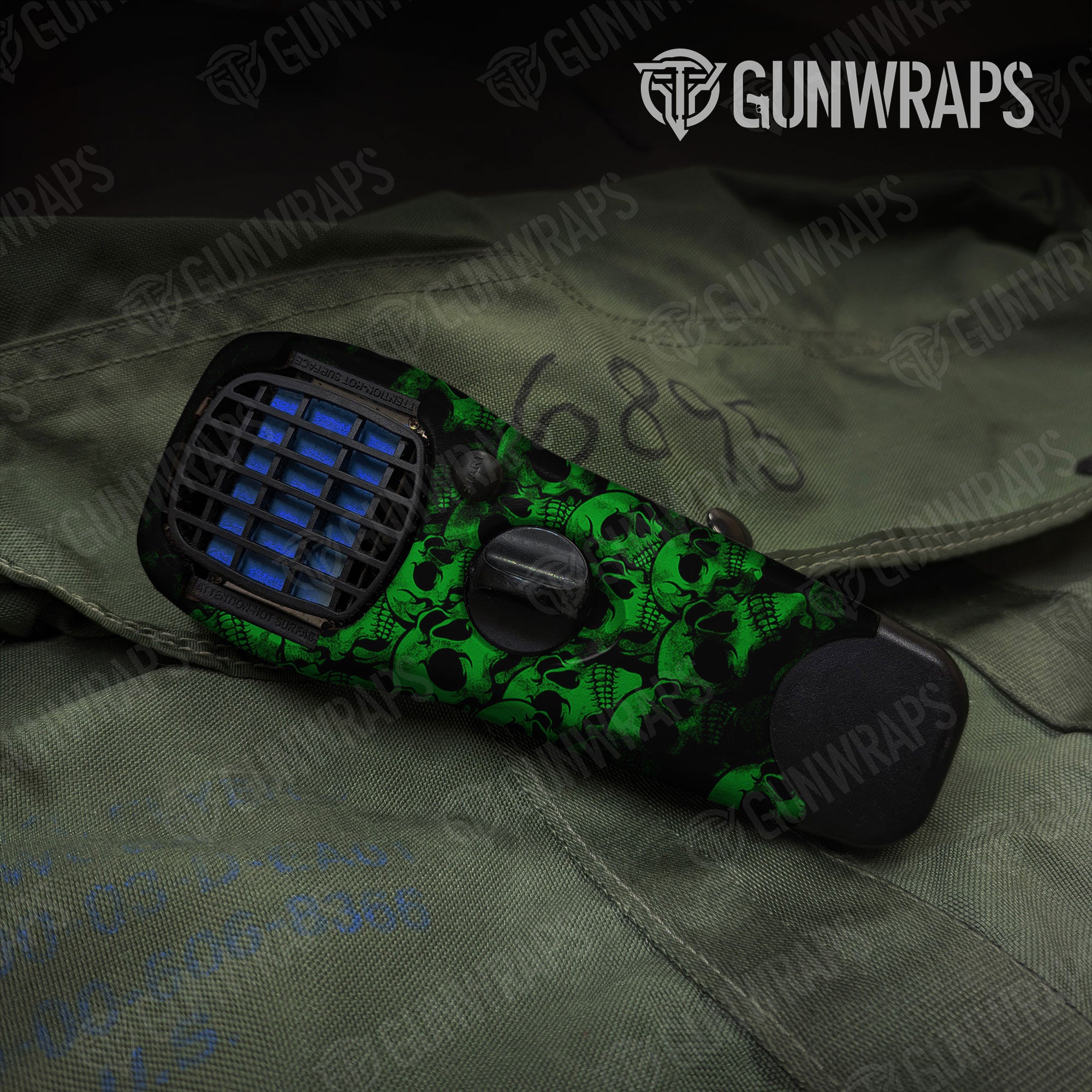 Skull Green Gun Skin Vinyl Wrap