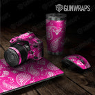 Universal Sheet Bandana Gear Skin Vinyl Wrap Bandana Magenta And White Gear Skin Vinyl Wrap