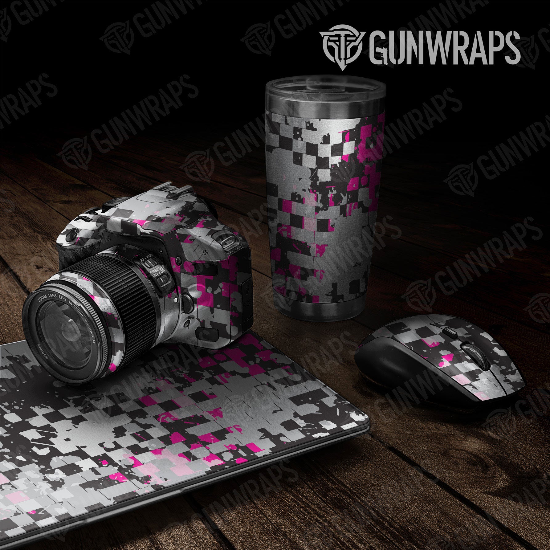 Universal Sheet Broken Plaid Gear Skin Vinyl Wrap Broken Plaid Magenta Tiger Gear Skin Vinyl Wrap
