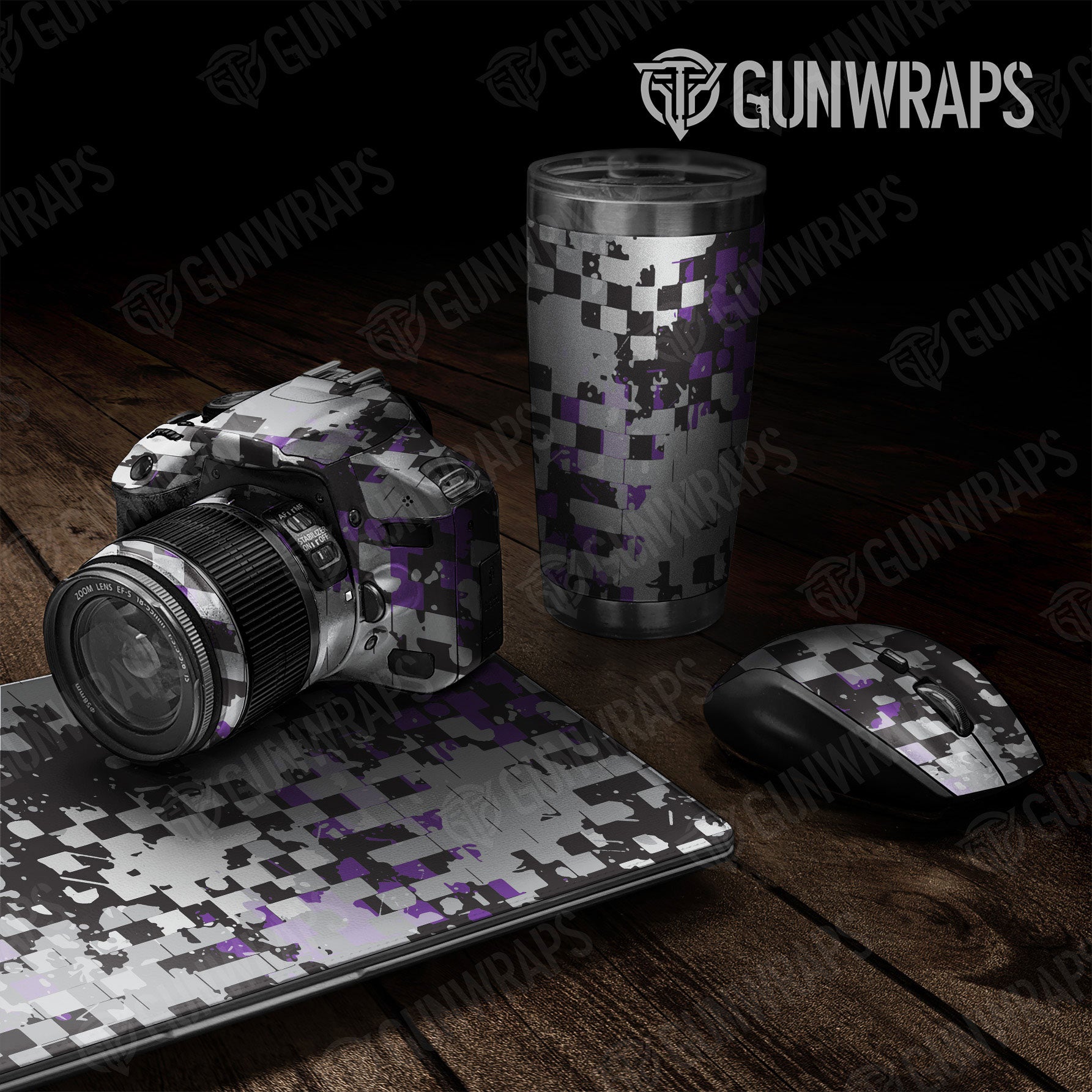 Universal Sheet Broken Plaid Gear Skin Vinyl Wrap Broken Plaid Purple Tiger Gear Skin Vinyl Wrap