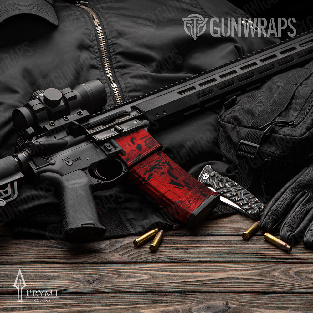 AR-15 Mag Prym1 Camo Red Gun Skin Vinyl Wrap