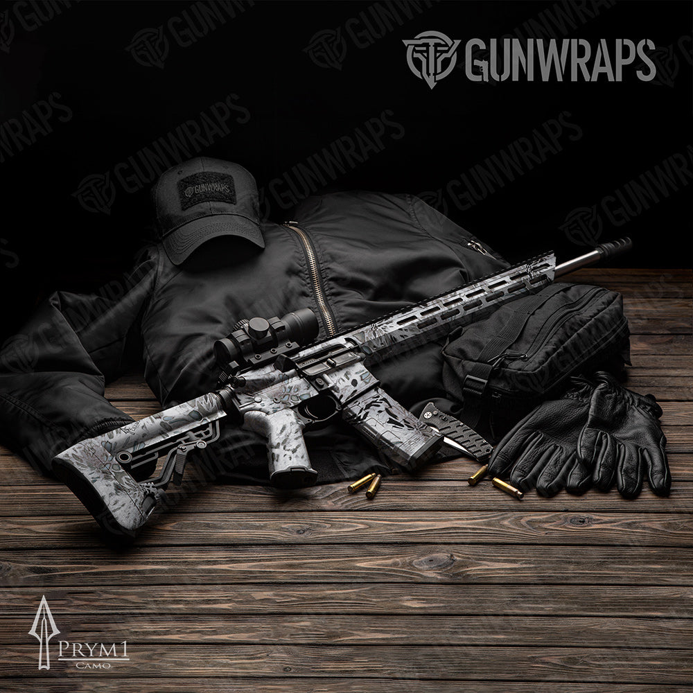 AR-15 Prym1 Camo Silver Mist Gun Skin Vinyl Wrap