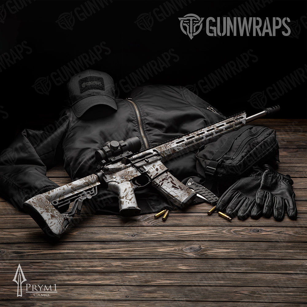 AR-15 Prym1 Camo White Out Gun Skin Vinyl Wrap