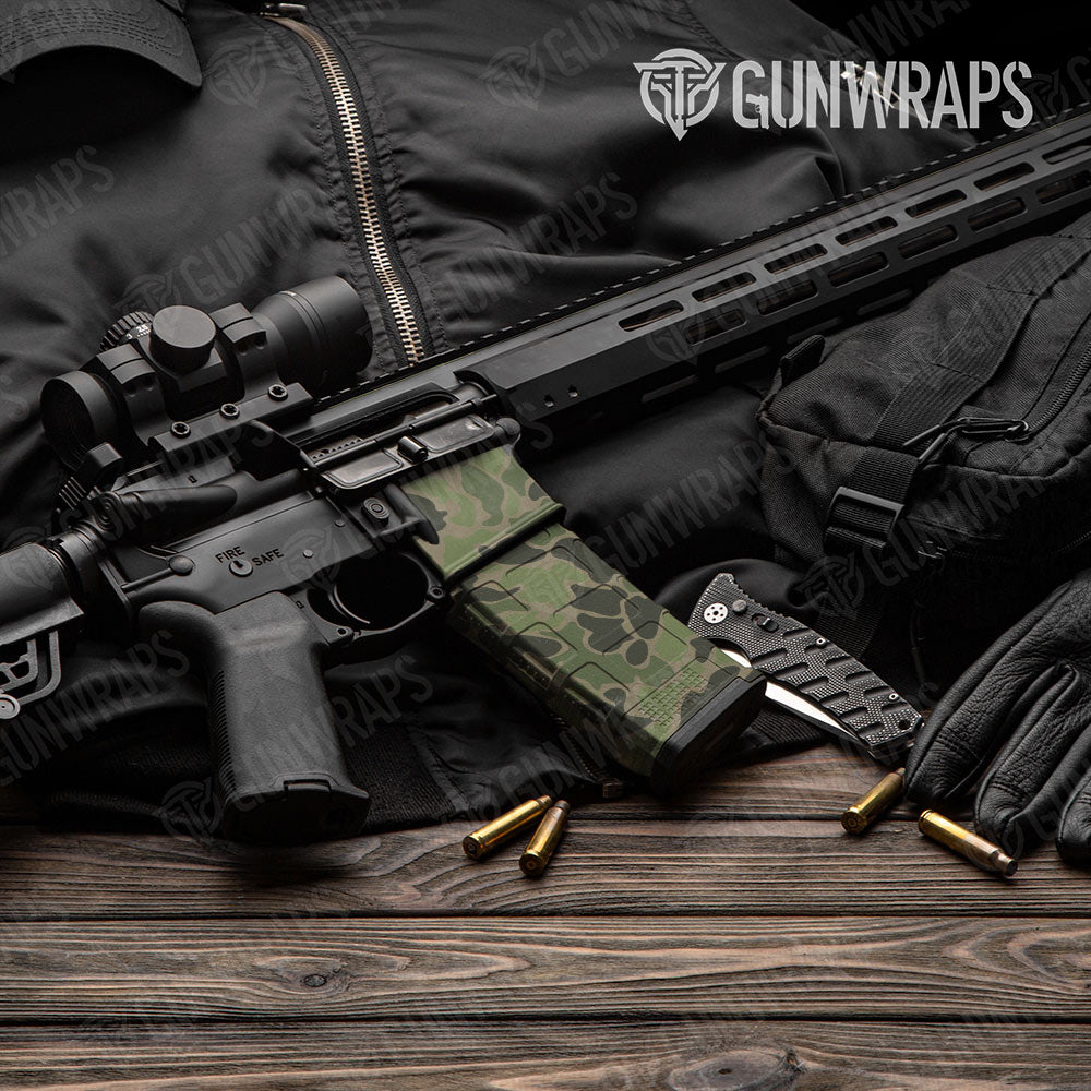 Old School Duck Army Green AR-15 Mag & Mag Well Gun Skin Vinyl Wrap