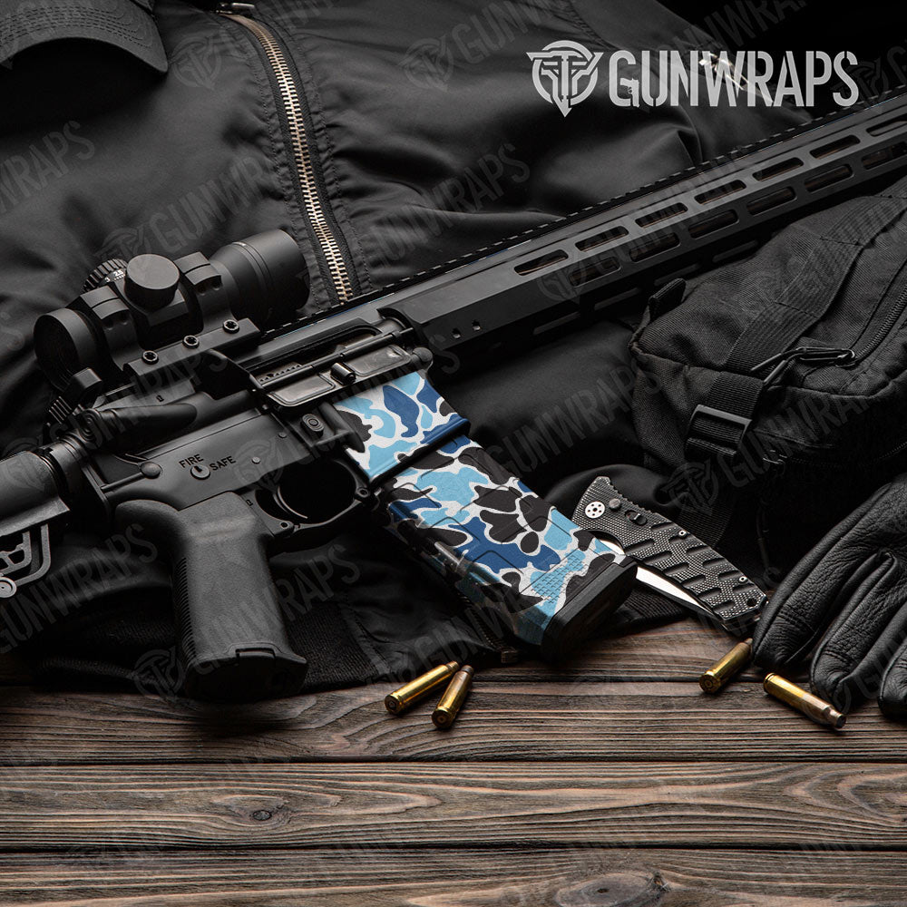 Old School Duck Baby Blue AR-15 Mag & Mag Well Gun Skin Vinyl Wrap