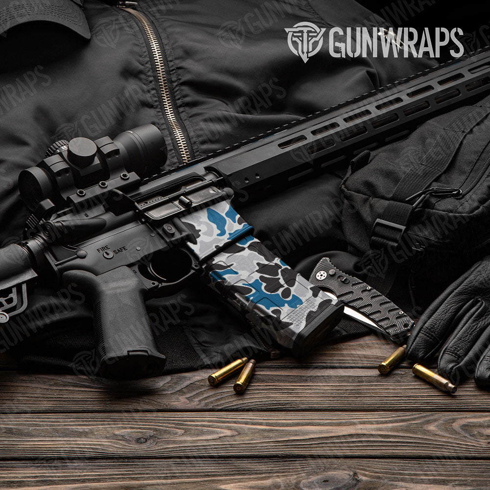 Old School Duck Blue Tiger AR-15 Mag & Mag Well Gun Skin Vinyl Wrap