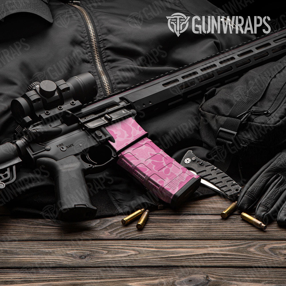Old School Duck Elite Pink AR-15 Mag & Mag Well Gun Skin Vinyl Wrap