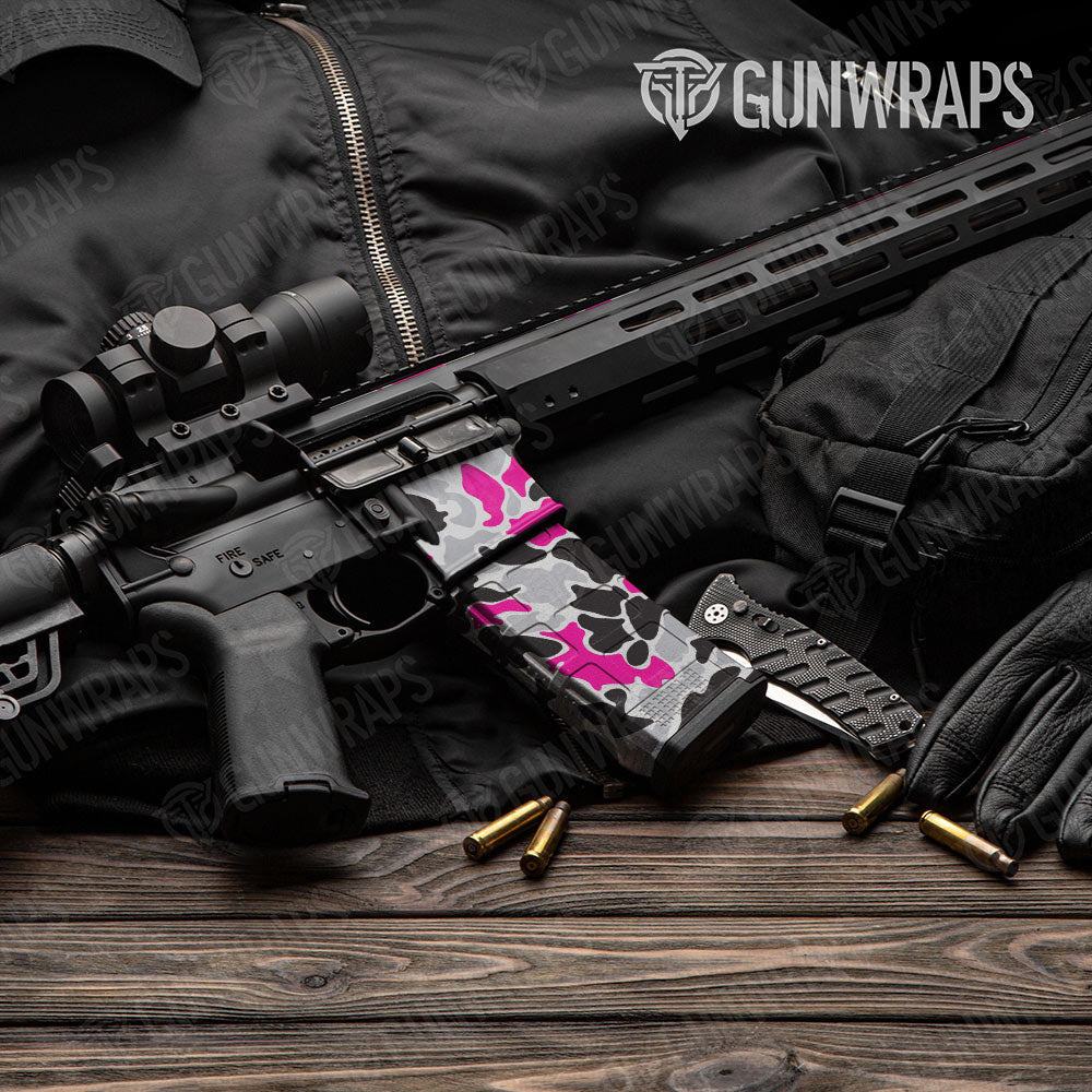 Old School Duck Magenta Tiger AR-15 Mag & Mag Well Gun Skin Vinyl Wrap