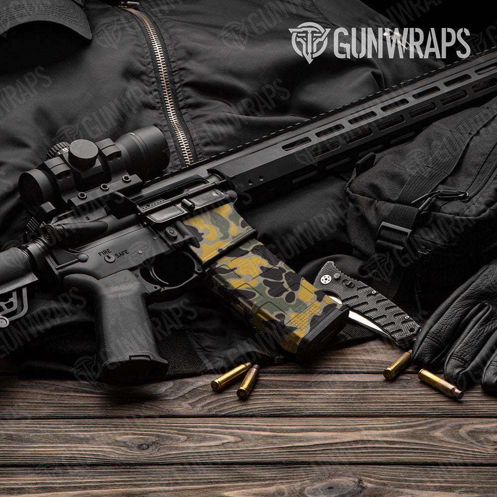 Old School Duck Militant Yellow AR-15 Mag & Mag Well Gun Skin Vinyl Wrap