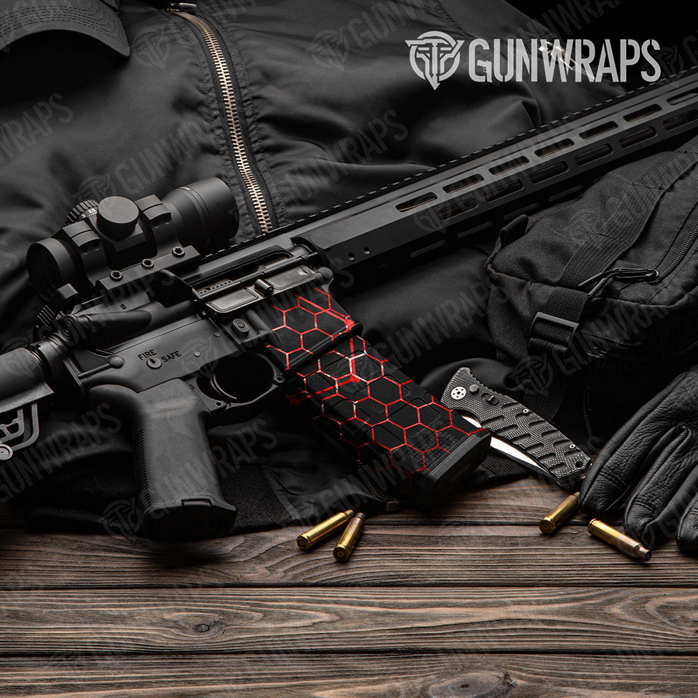 Vivid Hex Red AR-15 Mag & Mag Well Gun Skin Vinyl Wrap