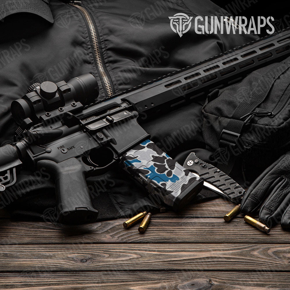 Old School Duck Blue Tiger AR-15 Mag Gun Skin Vinyl Wrap