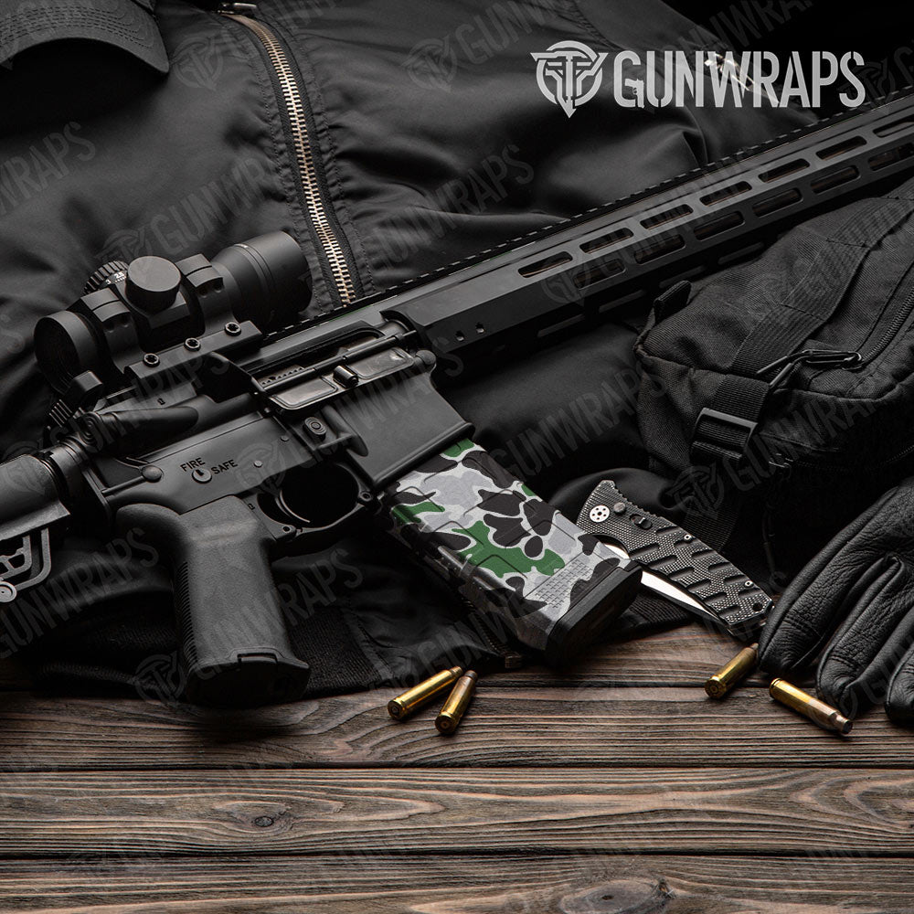 Old School Duck Green Tiger AR-15 Mag Gun Skin Vinyl Wrap