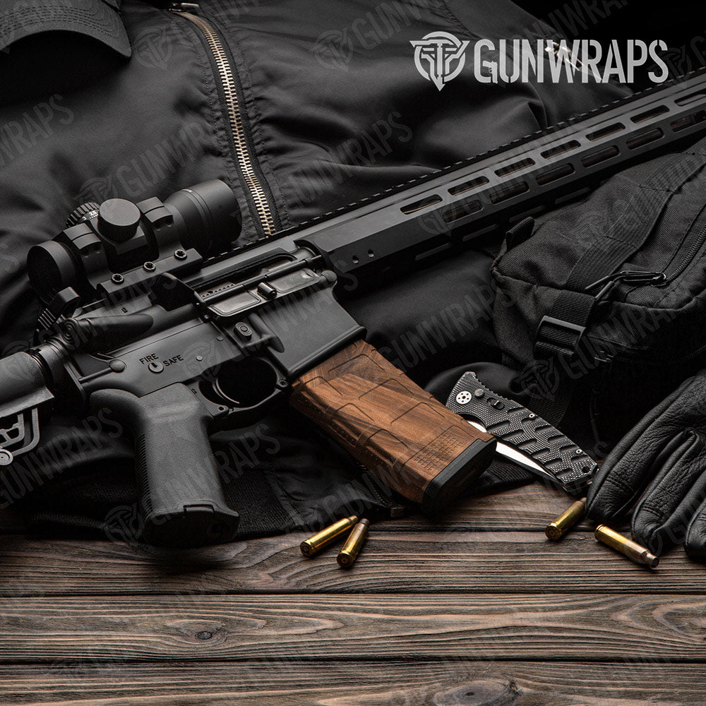 Woodgrain Dallas AR-15 Mag Gun Skin Vinyl Wrap