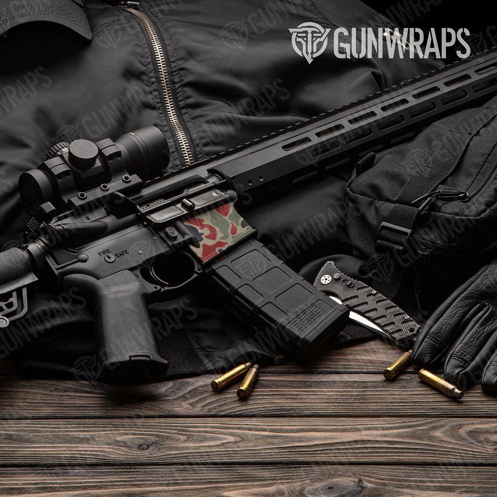 Old School Duck Militant Red AR-15 Mag Well Gun Skin Vinyl Wrap