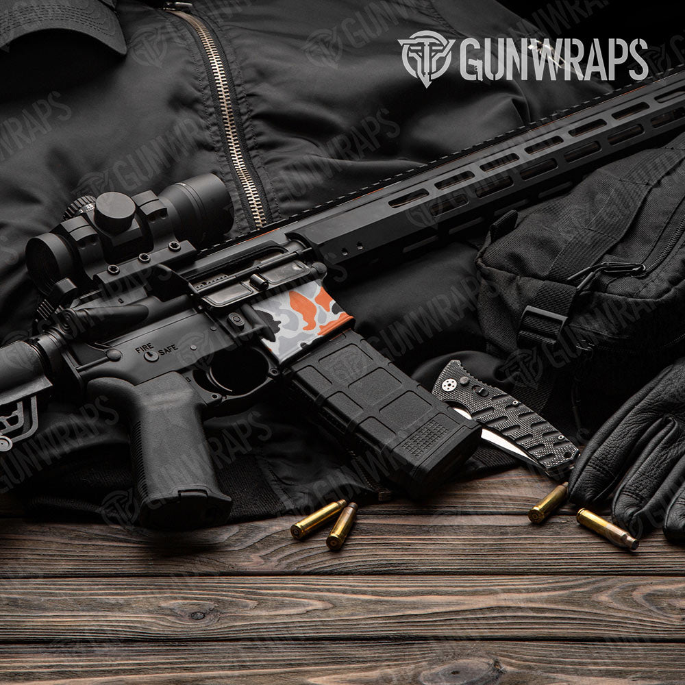 Old School Duck Orange Tiger AR-15 Mag Well Gun Skin Vinyl Wrap