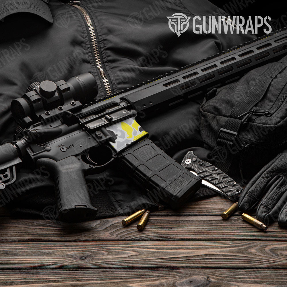 Old School Duck Yellow Tiger AR-15 Mag Well Gun Skin Vinyl Wrap