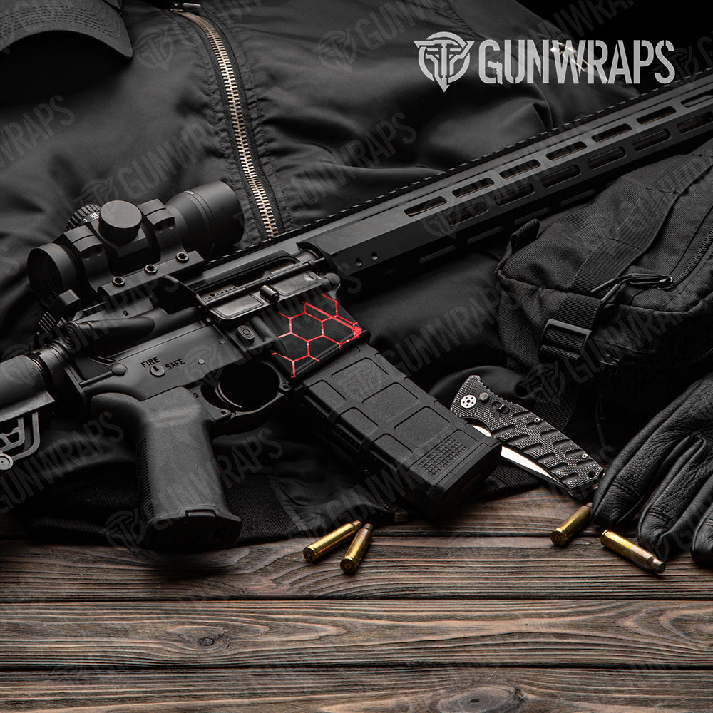 Vivid Hex Red AR-15 Mag Well Gun Skin Vinyl Wrap