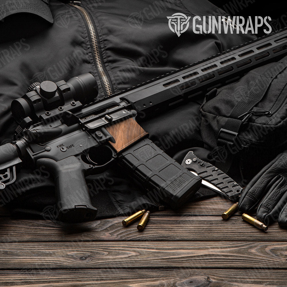 Woodgrain Dallas AR-15 Mag Well Gun Skin Vinyl Wrap