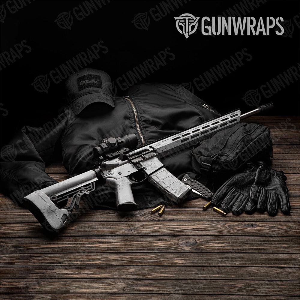 AR 15 Hex Electric White Gun Skin Vinyl Wrap