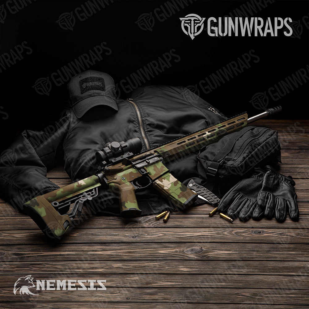 AR 15 Large Nemesis Woodlands Wolf Gun Skin Vinyl Wrap