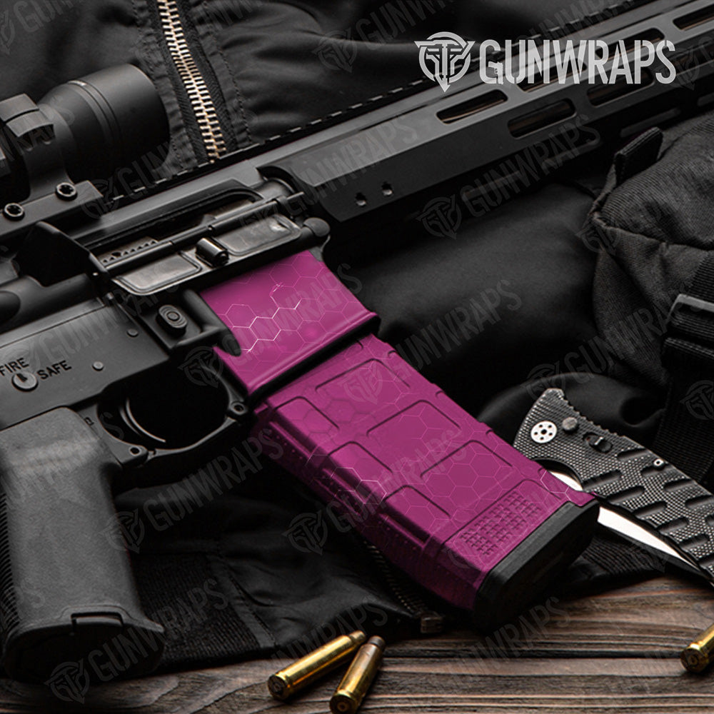 AR 15 Mag & Mag Well Hex Electric Magenta Gun Skin Vinyl Wrap