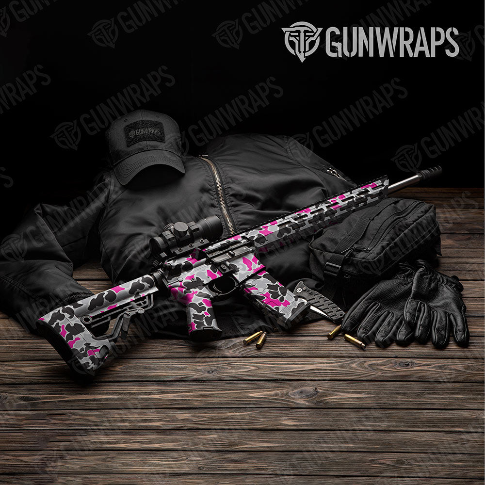 Old School Duck Magenta Tiger Gun Skin Vinyl Wrap