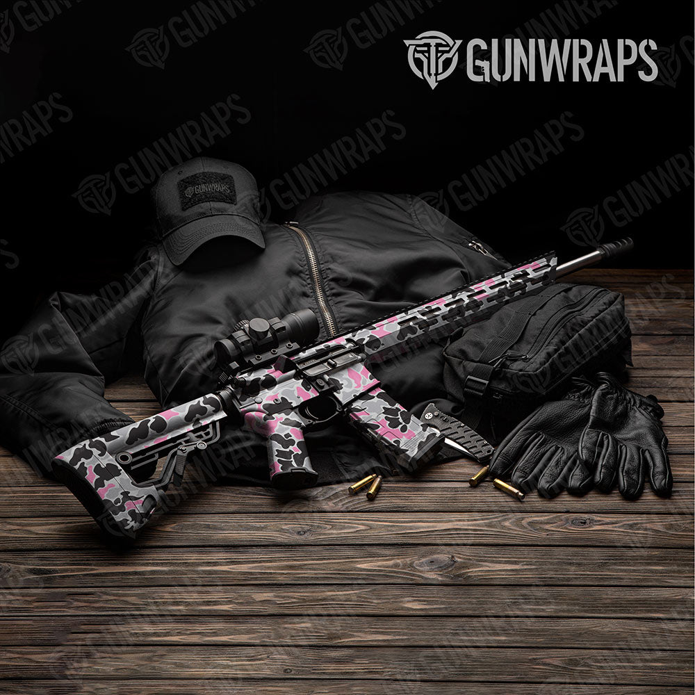 Old School Duck Pink Tiger Gun Skin Vinyl Wrap