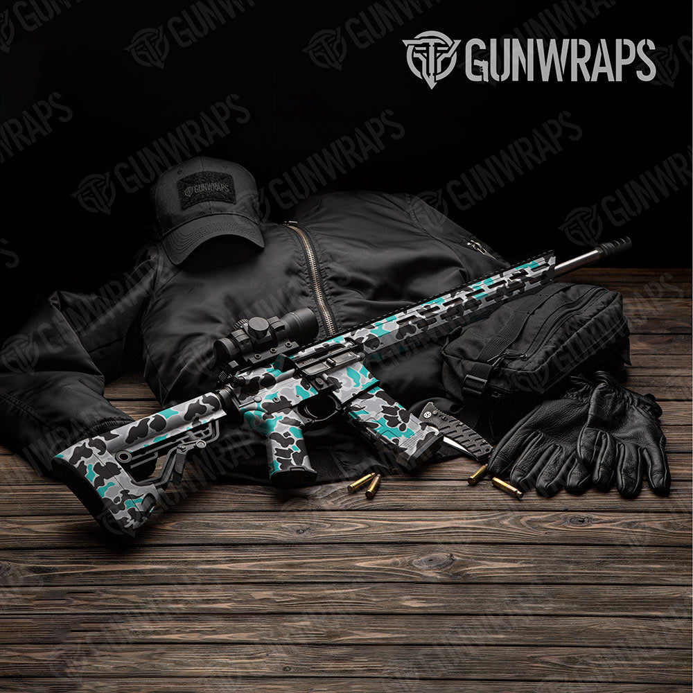 Old School Duck Tiffany Blue Tiger Gun Skin Vinyl Wrap
