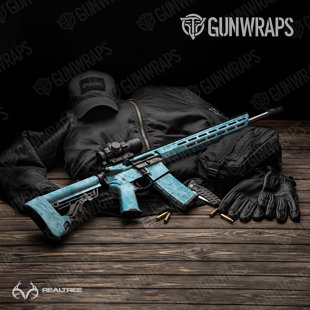 AR-15 Realtree Aspect Sea Blue Camo Gun Skin Vinyl Wrap