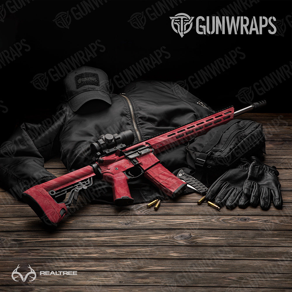 AR-15 Realtree Fishing Red Camo Gun Skin Vinyl Wrap
