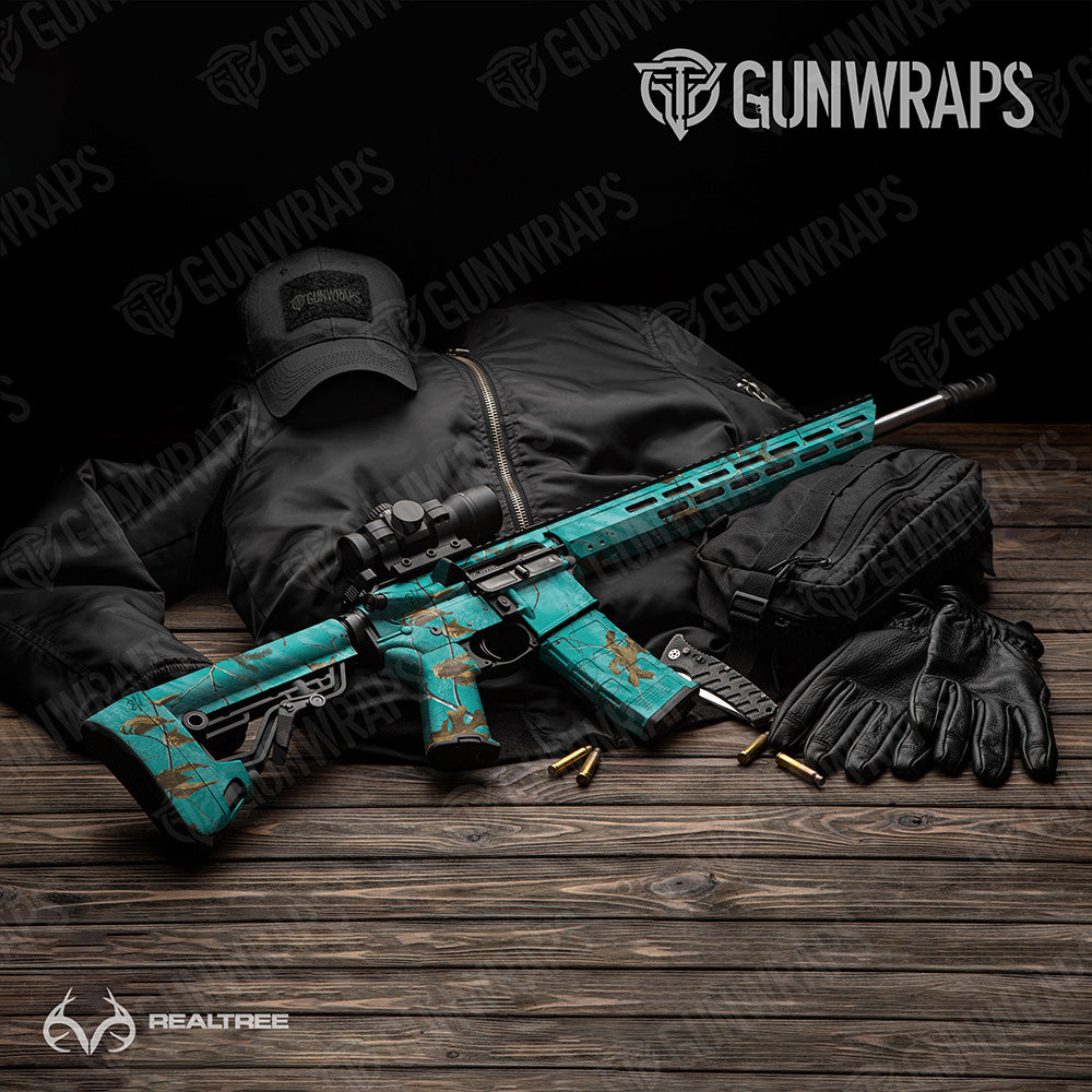 AR-15 Realtree XTRA Colors Tiffany Blue Camo Gun Skin Vinyl Wrap