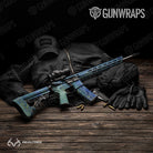 AR 15 Realtree WAV3 Blue Yellow Camo Gun Skin Vinyl Wrap