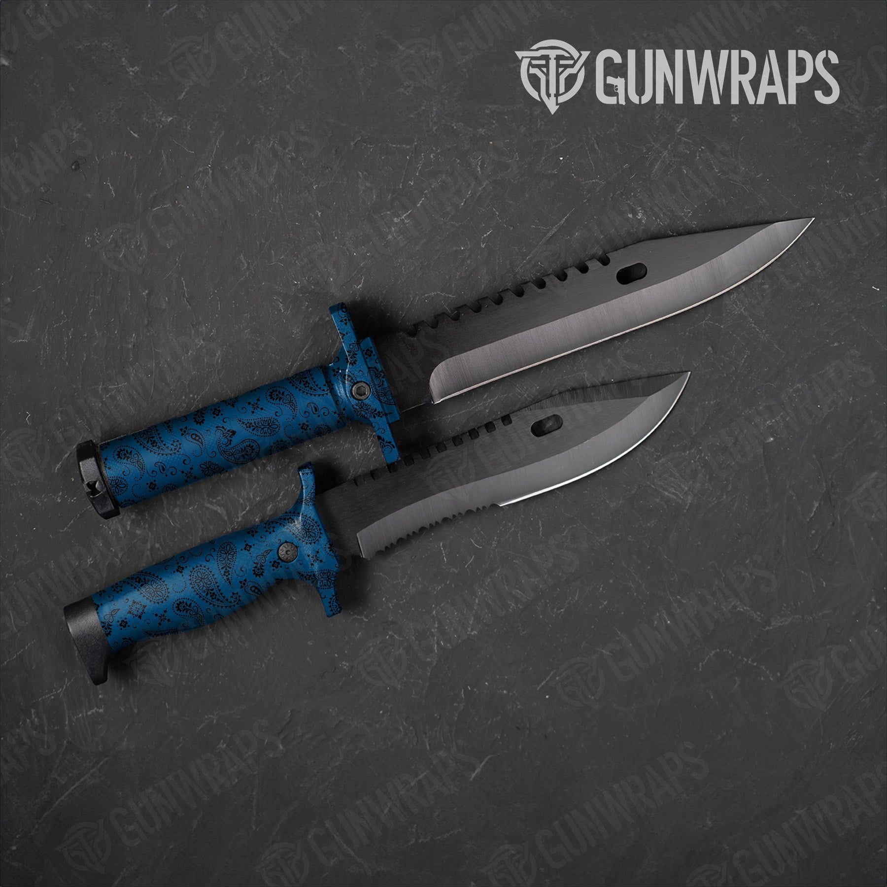 Knife Bandana Blue & Black Gear Skin Vinyl Wrap