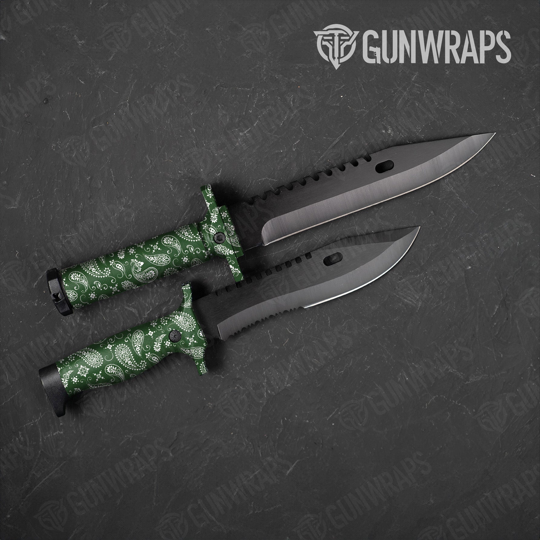 Knife Bandana Green & White Gear Skin Vinyl Wrap