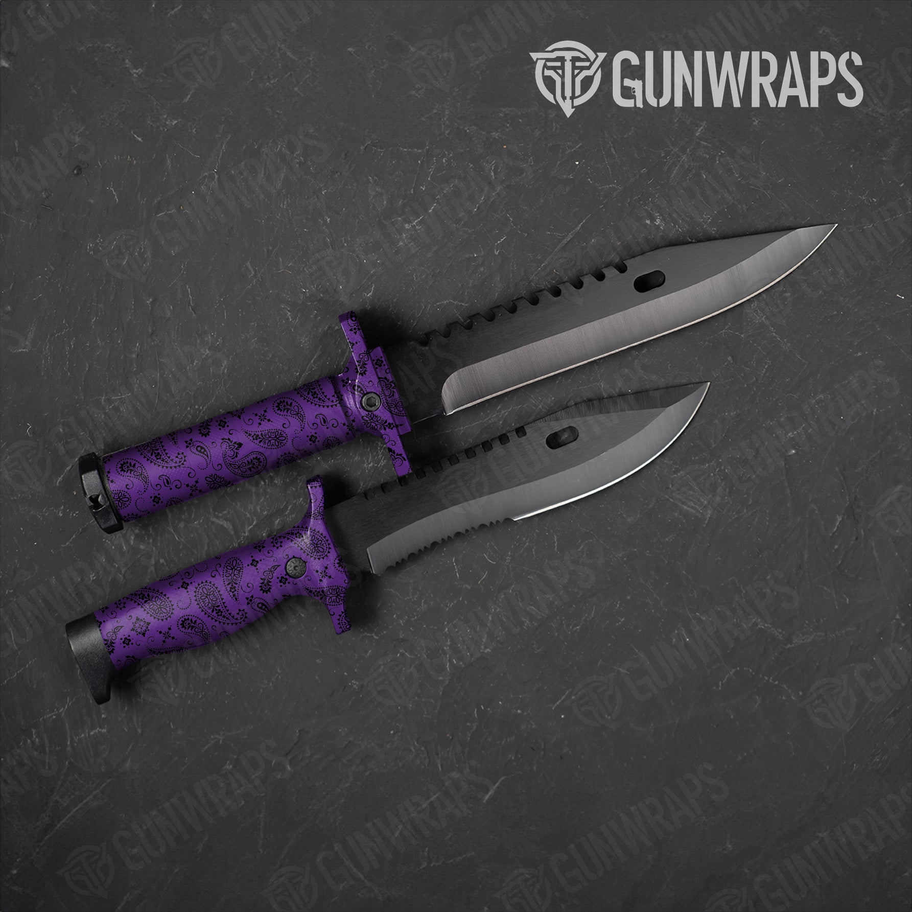 Knife Bandana Purple & Black Gear Skin Vinyl Wrap