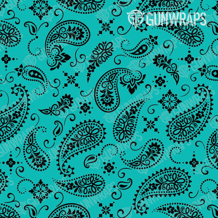 AR 15 Mag Well Bandana Tiffany Blue & Black Gun Skin Pattern