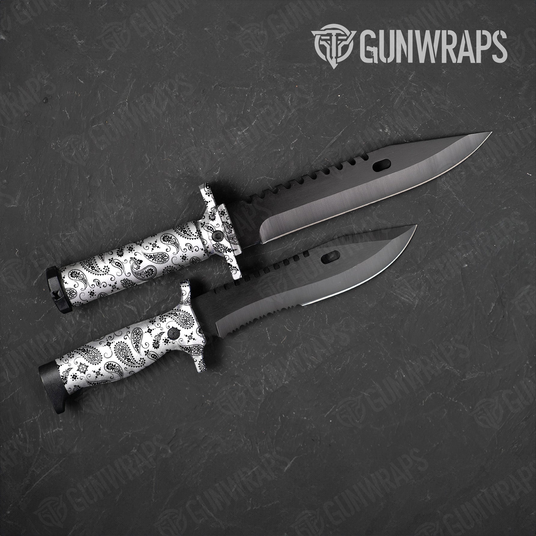 Knife Bandana White & Black Gear Skin Vinyl Wrap