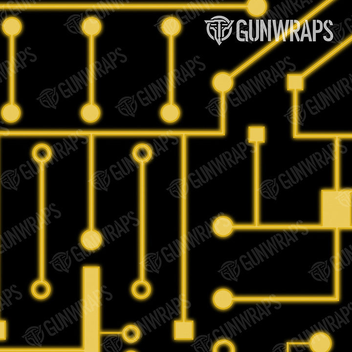 AR 15 Mag & Mag Well Circuit Board Yellow Gun Skin Pattern