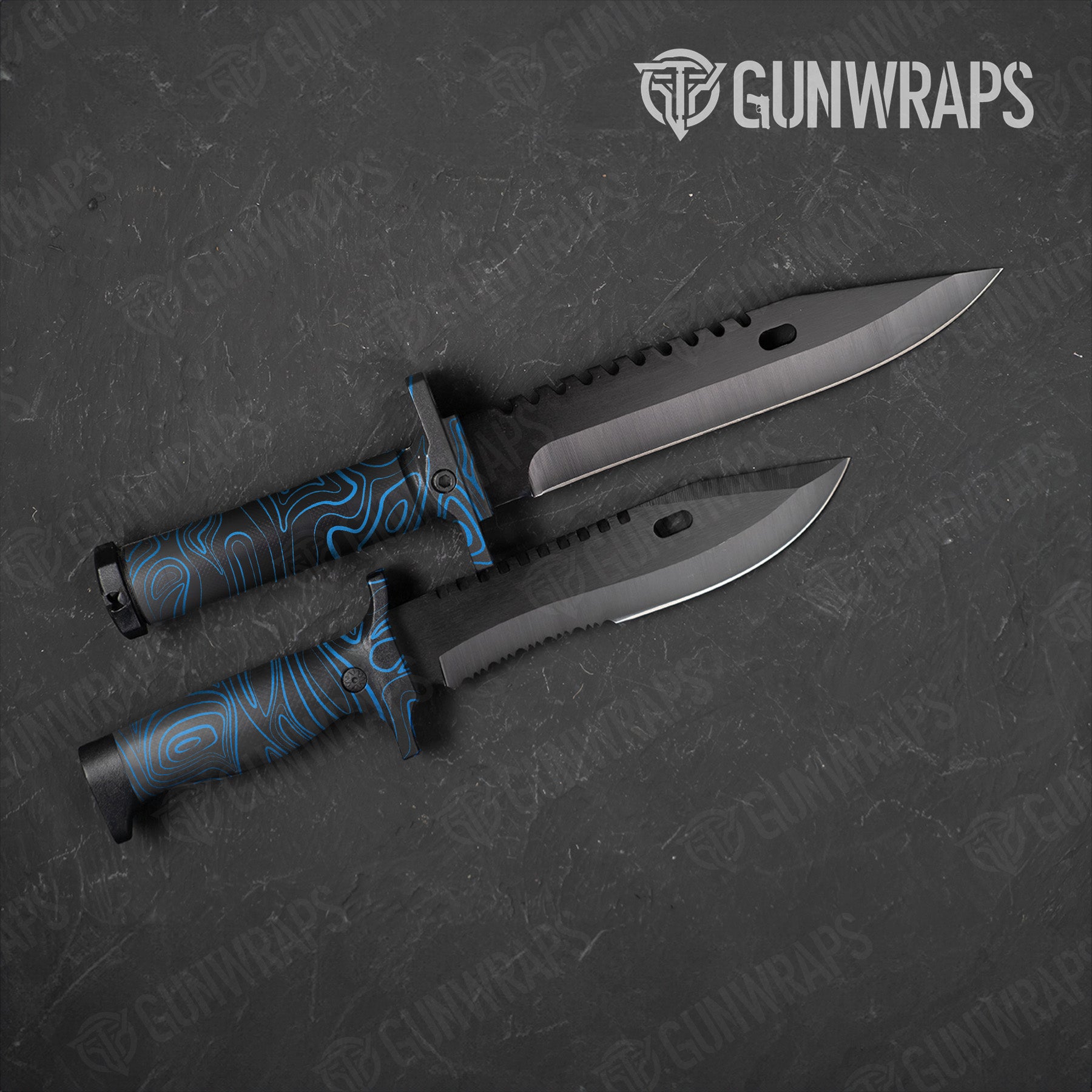 Damascus Blue Knife Gear Skin Vinyl Wrap