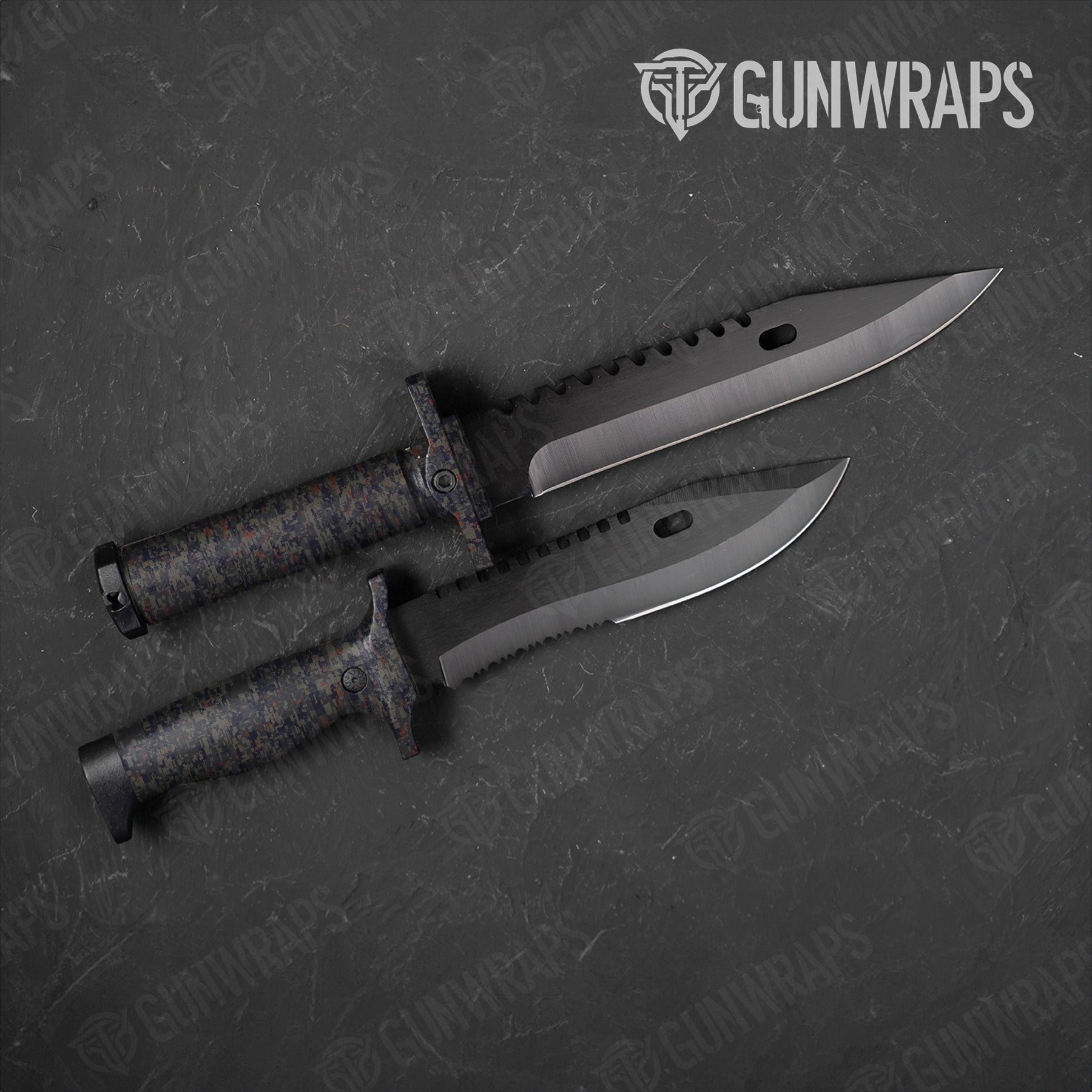 Digital Blue Copper Camo Knife Gear Skin Vinyl Wrap