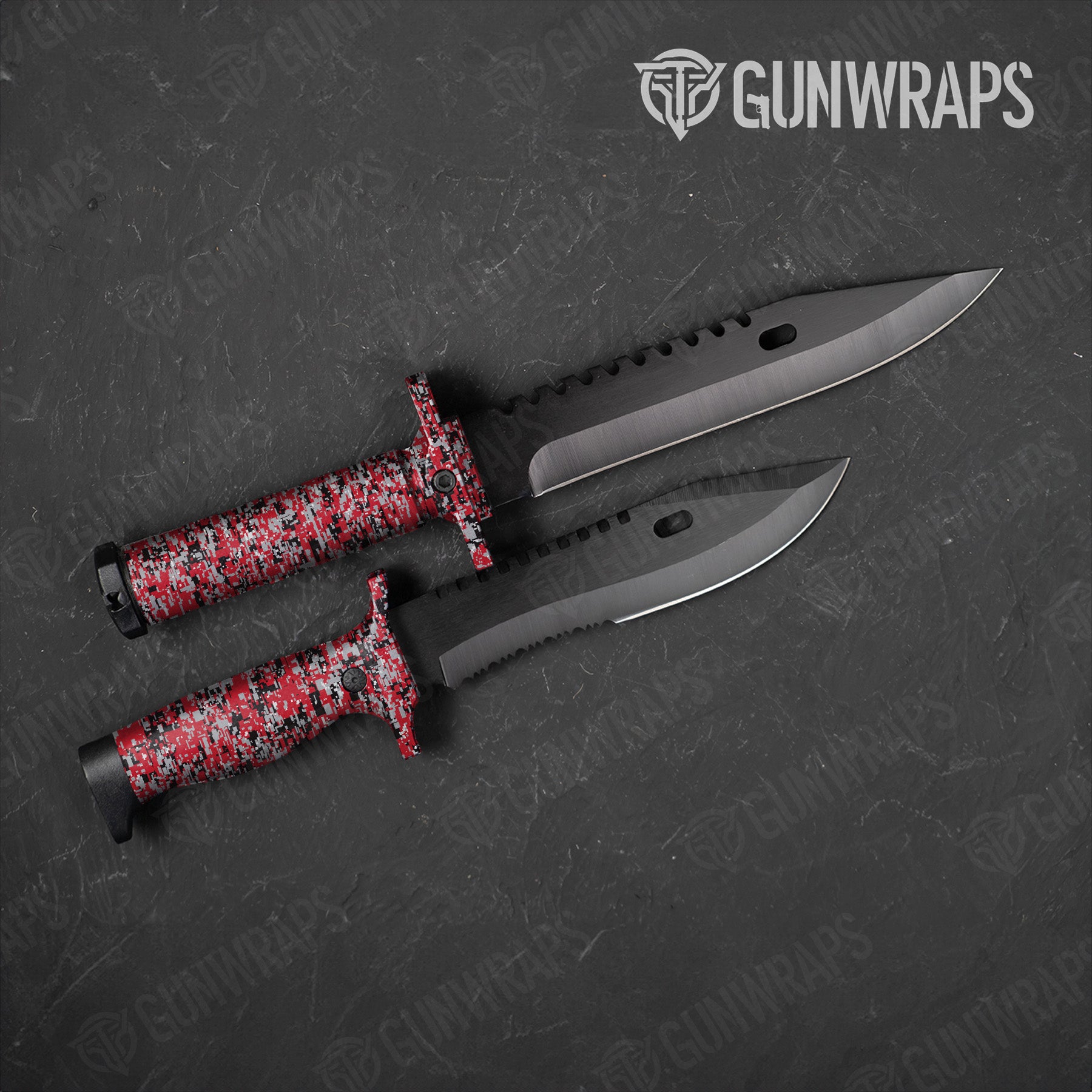 Digital Red Tiger Camo Knife Gear Skin Vinyl Wrap