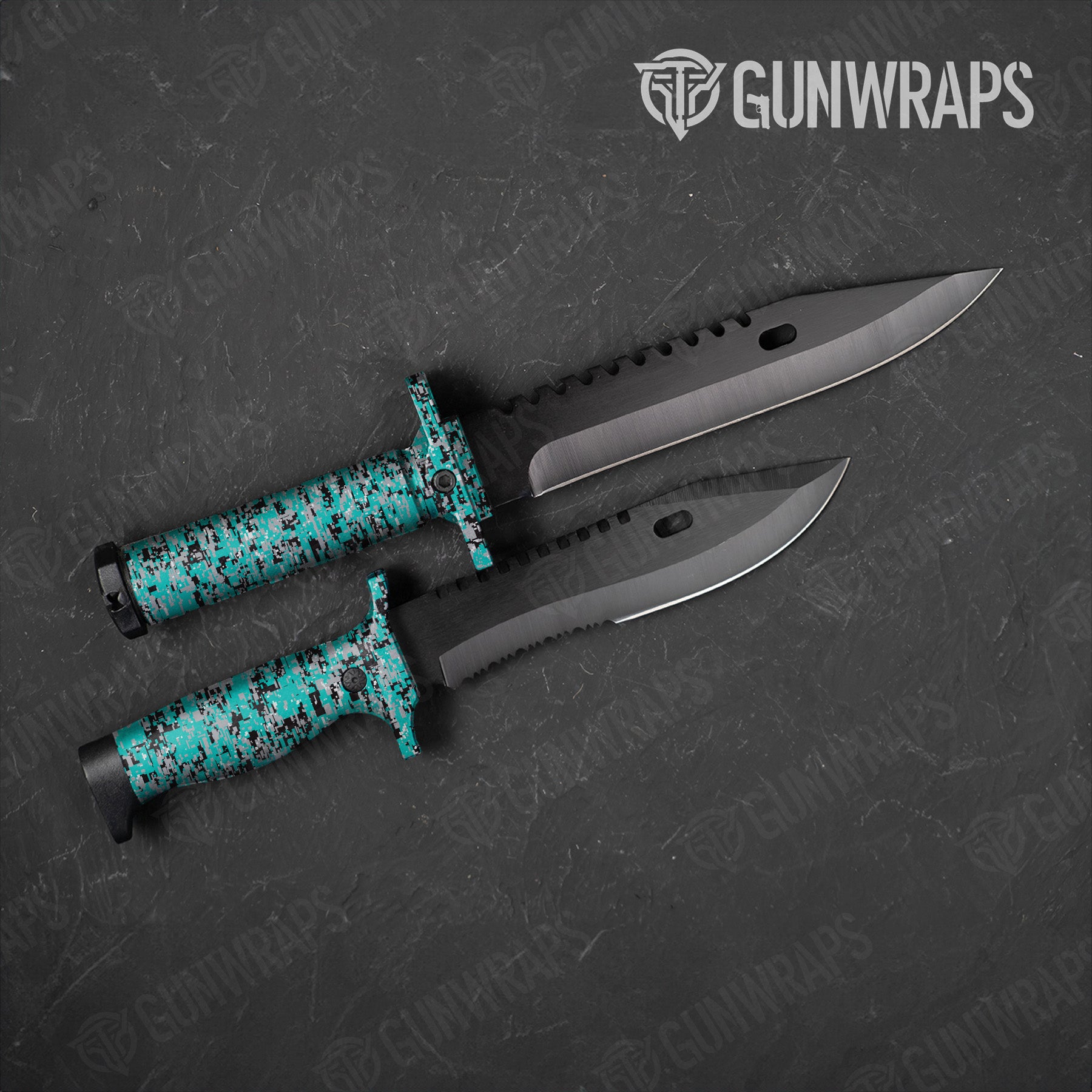 Digital Tiffany Blue Tiger Camo Knife Gear Skin Vinyl Wrap