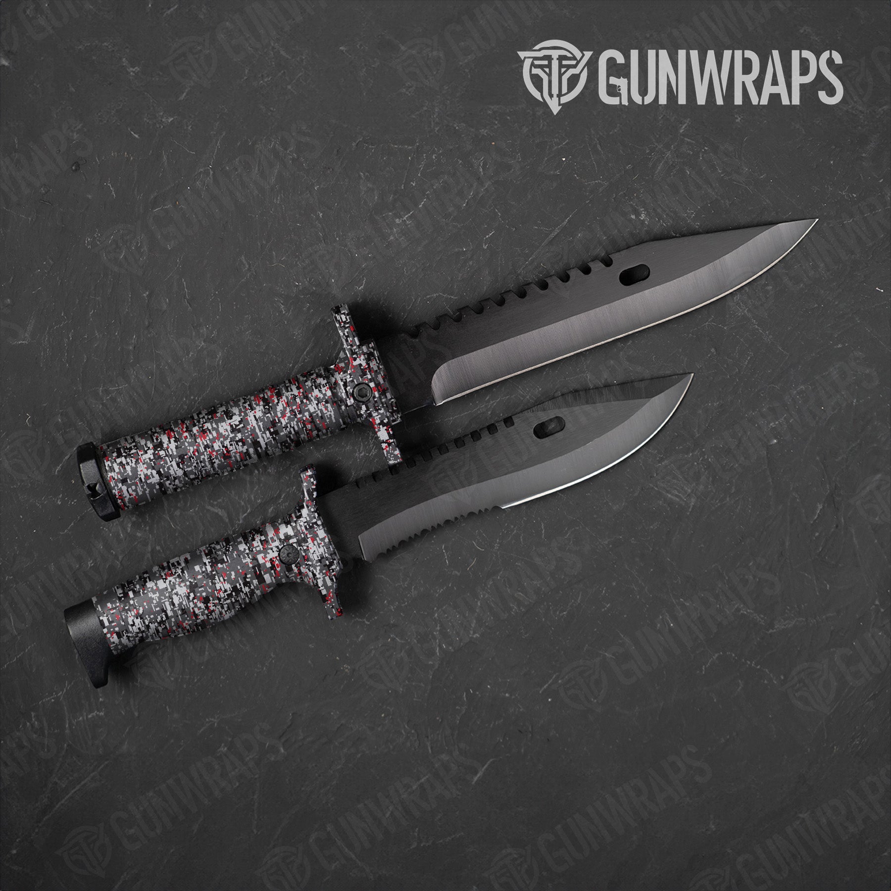 Digital Urban Red Camo Knife Gear Skin Vinyl Wrap