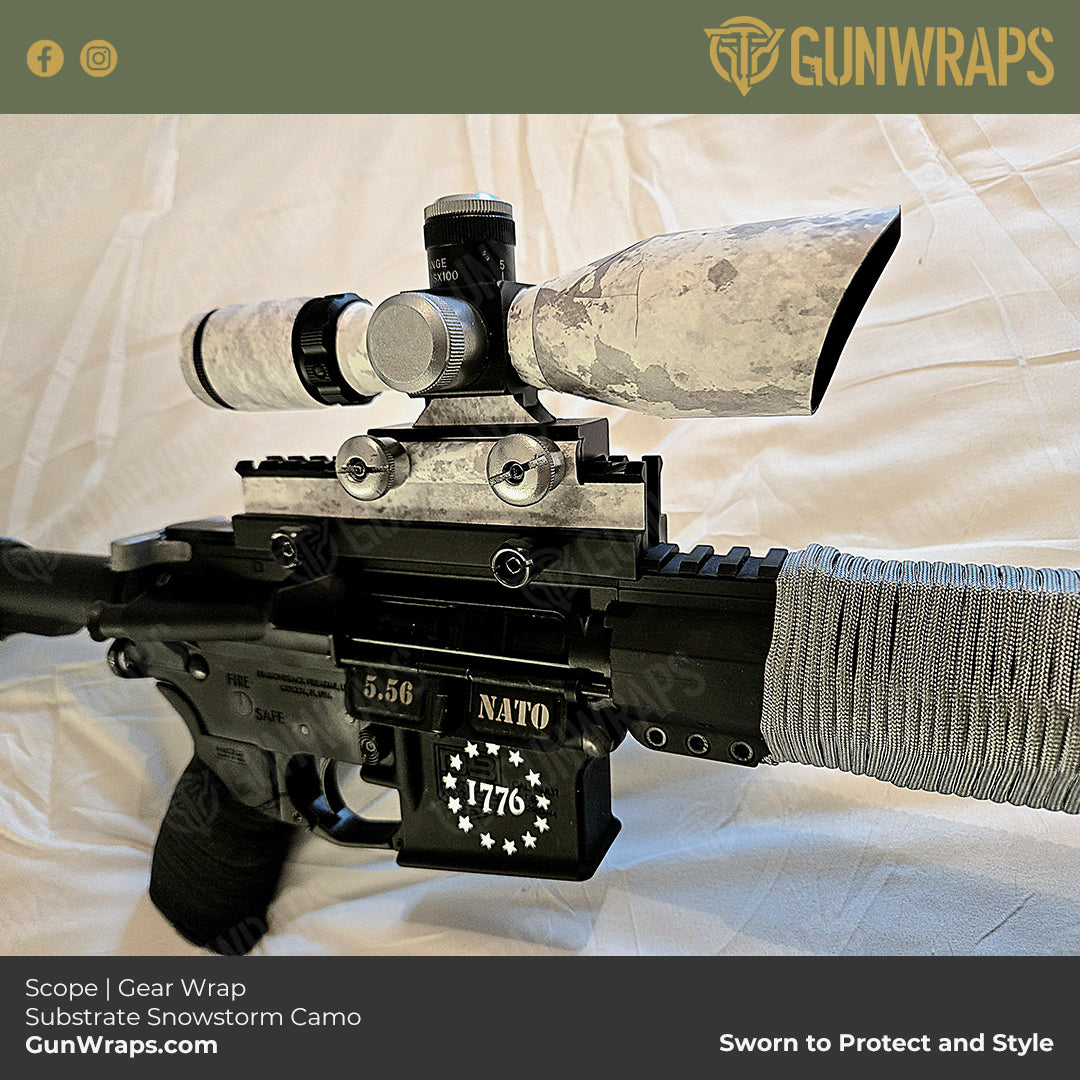 white camo gun scope wrap