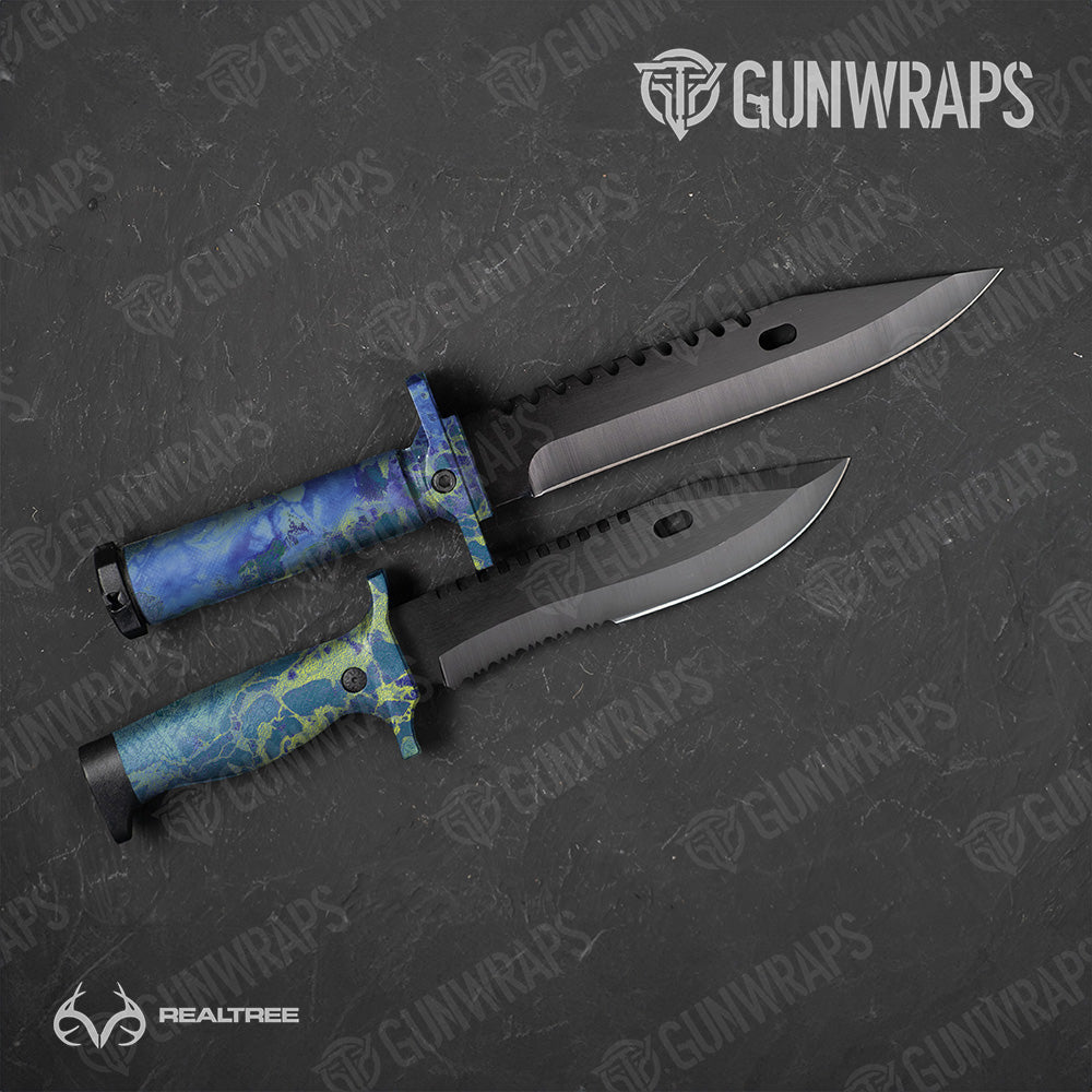 Knife Realtree WAV3 Blue Yellow Camo Gun Skin Vinyl Wrap