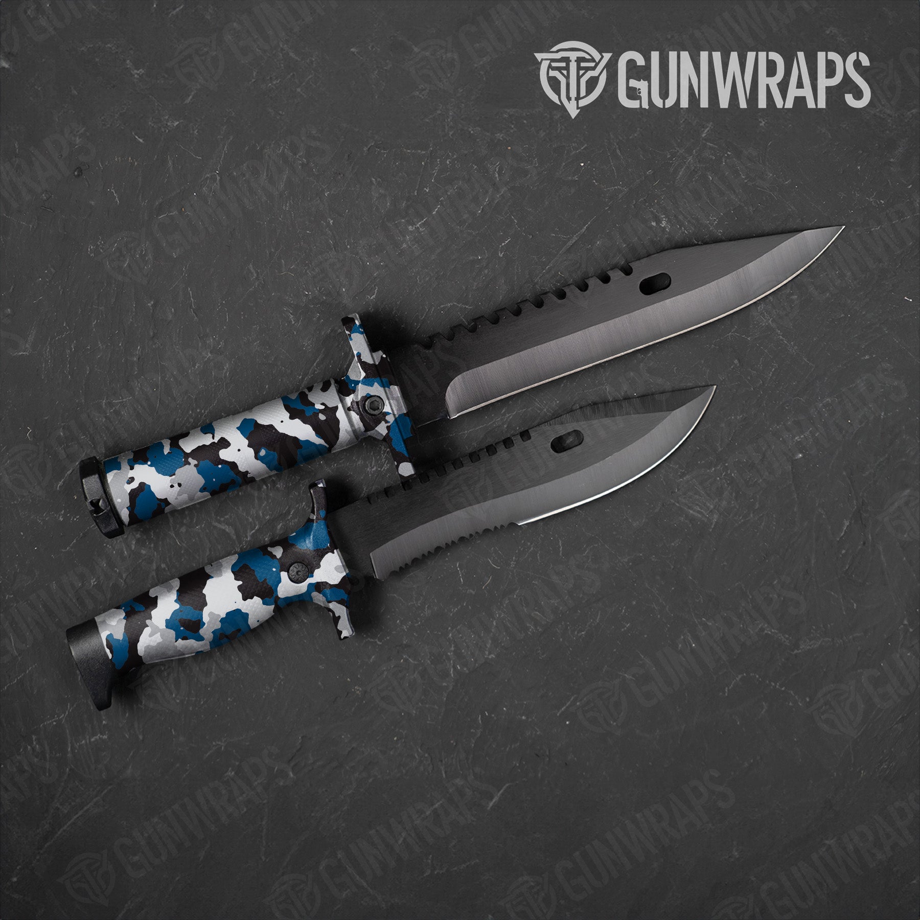 Cumulus Blue Tiger Camo Knife Gear Skin Vinyl Wrap