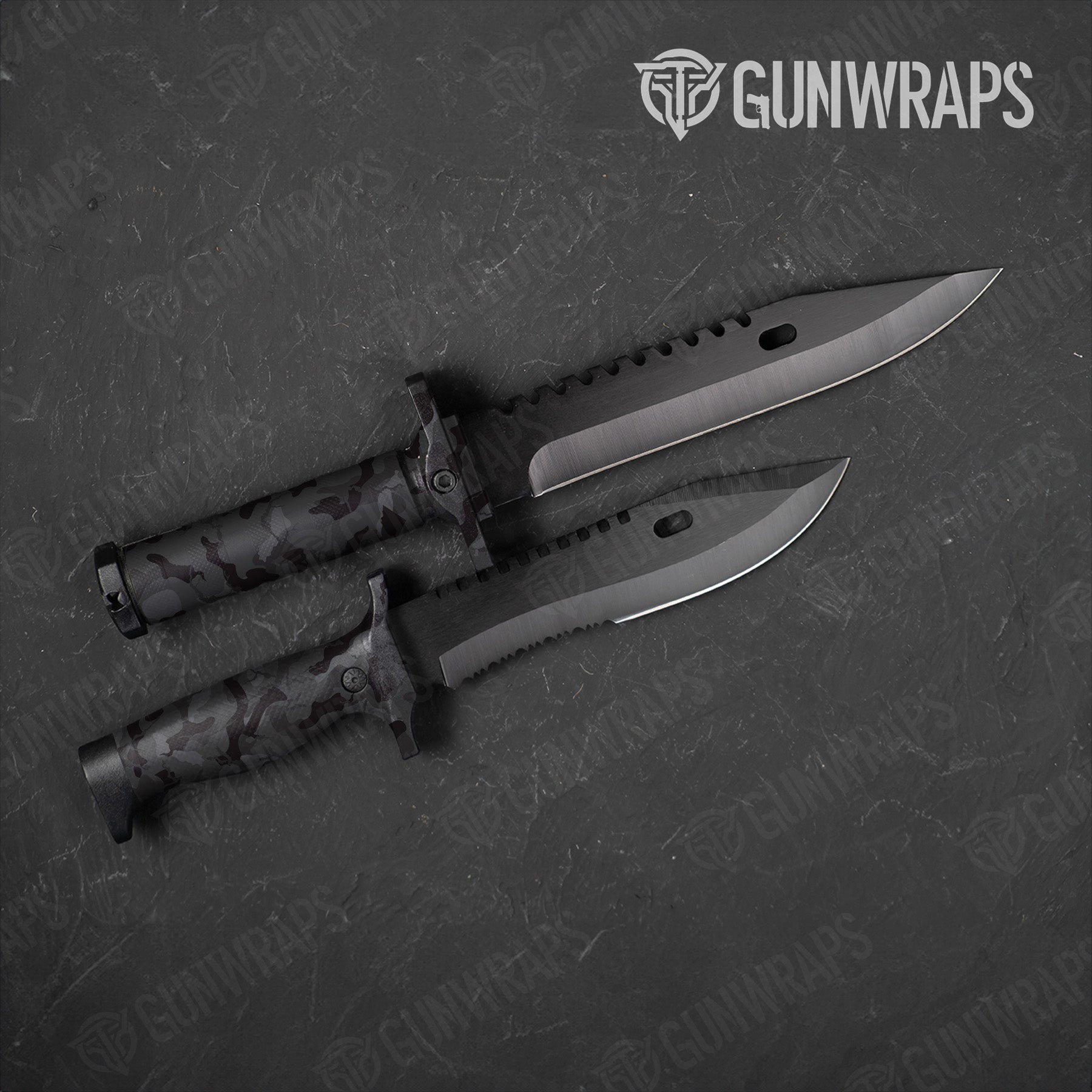 Ragged Elite Black Camo Knife Gear Skin Vinyl Wrap