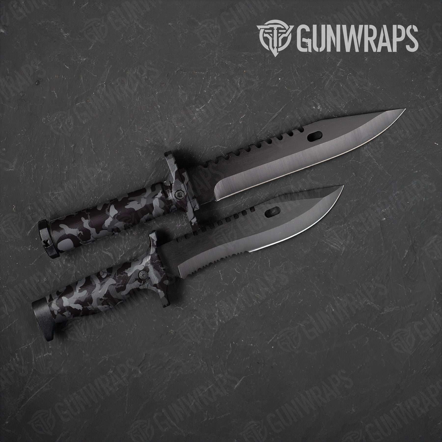 Ragged Midnight Camo Knife Gear Skin Vinyl Wrap