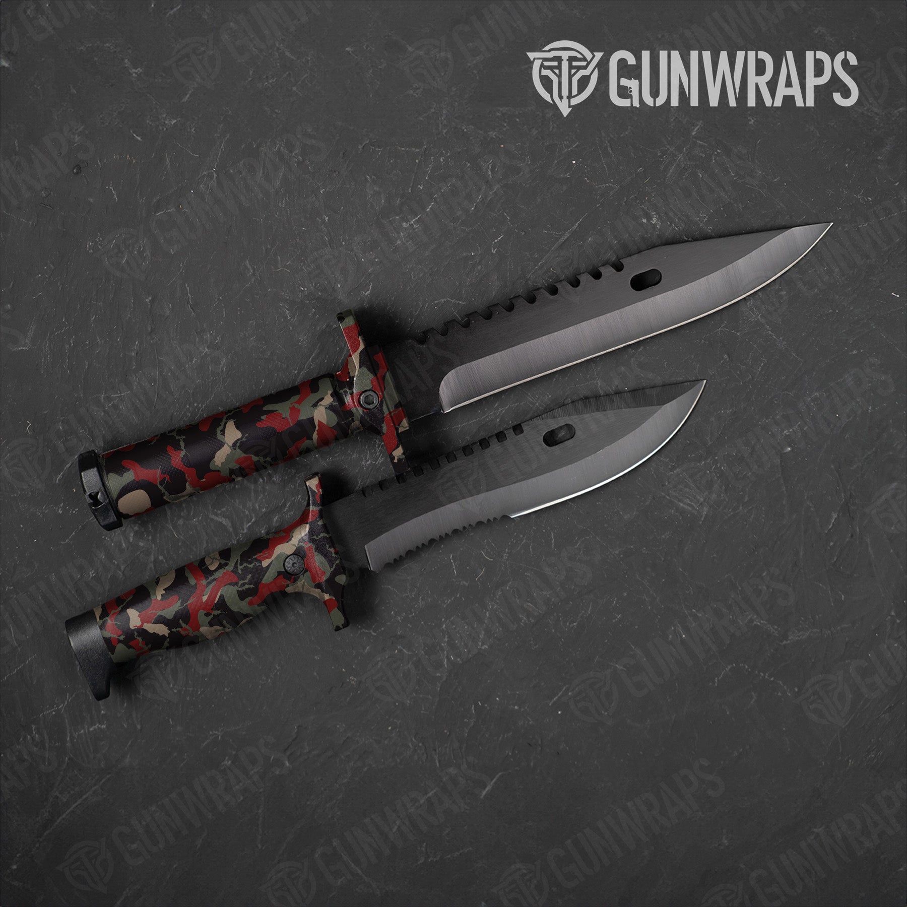 Ragged Militant Red Camo Knife Gear Skin Vinyl Wrap